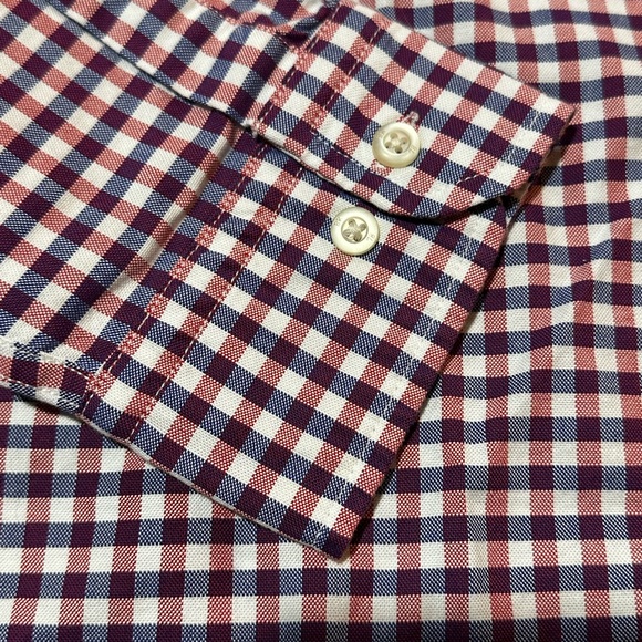 Banana Republic Long Sleeve ❤️🤍💙 micro check Button Down Oxford - Picture 9 of 9